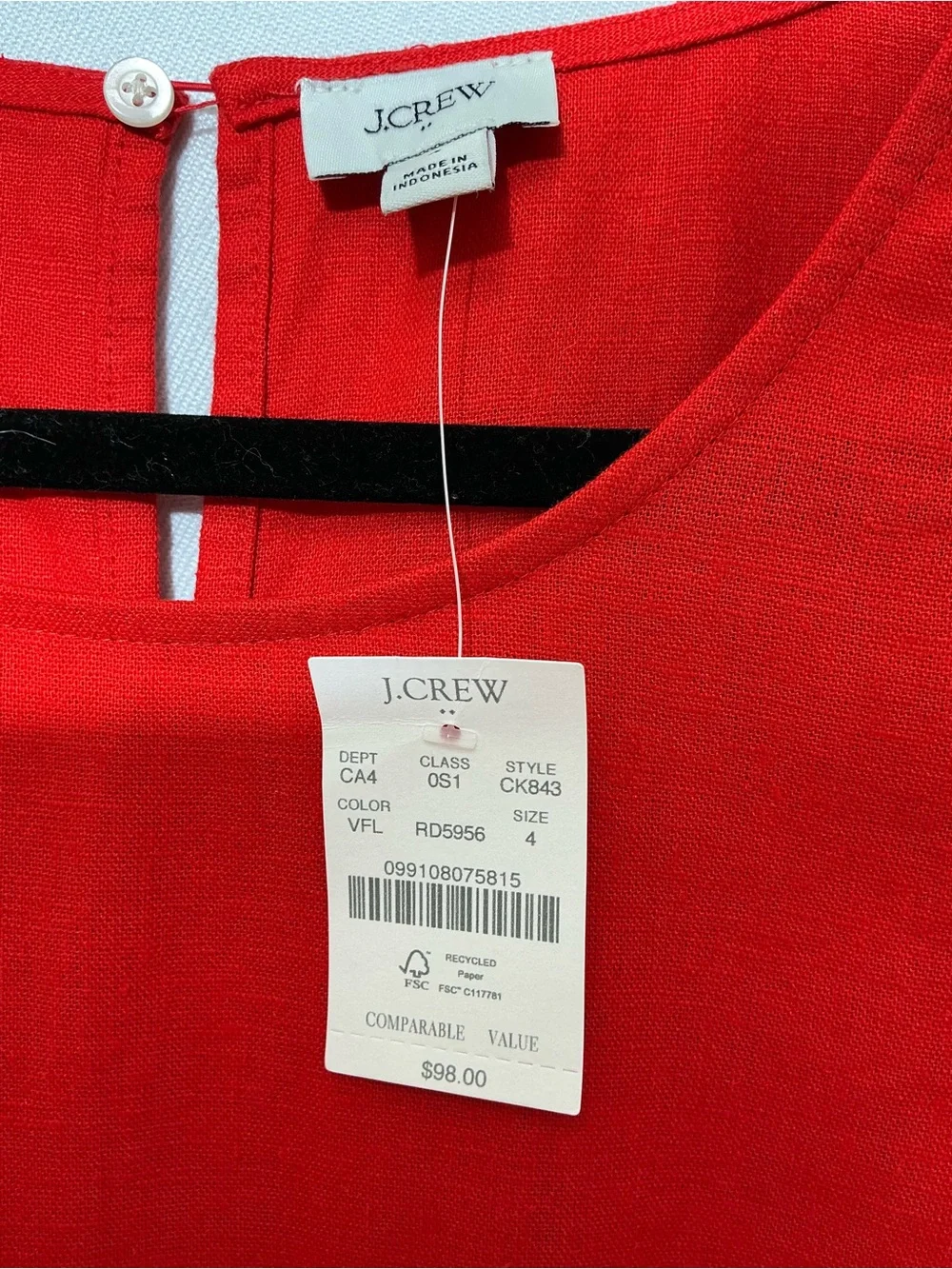 J. Crew Red Sleeveless Scoop-Neck Mini Dress